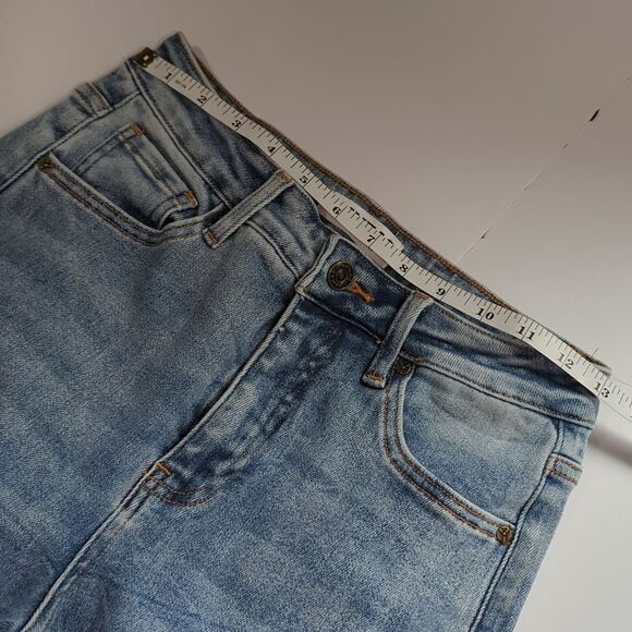 Bayeas Jeans Womens 26 High Rise Wide Leg Crop Light Wash Distressed - Picture 8 of 11